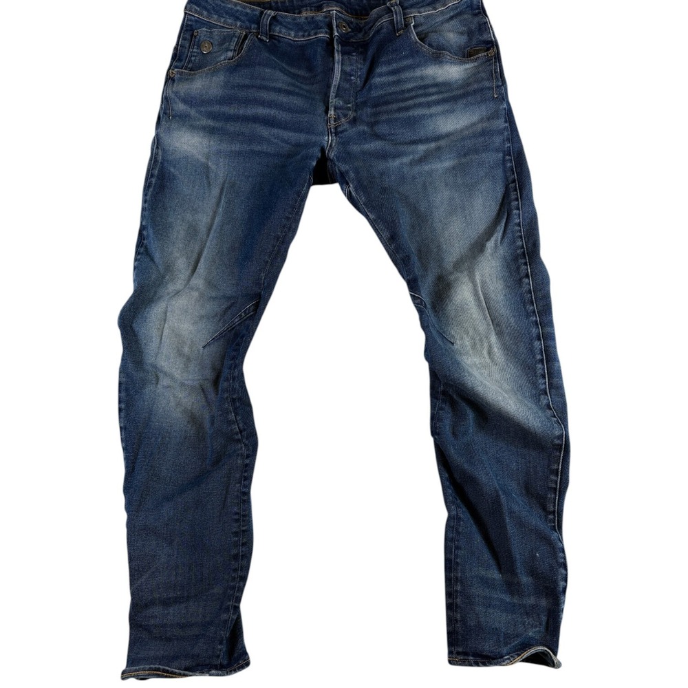G-Star RAW Arc 3D Slim Classic Jeans Men 33x30 Blue Whiskering Denim Medium Wash